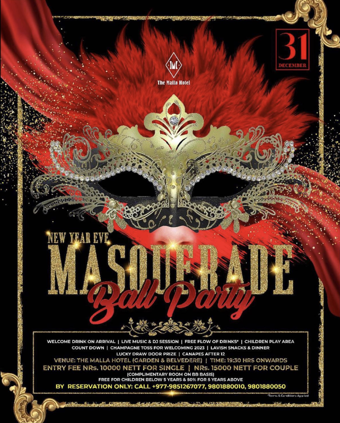 New year eve Masquerade at Malla Hotel